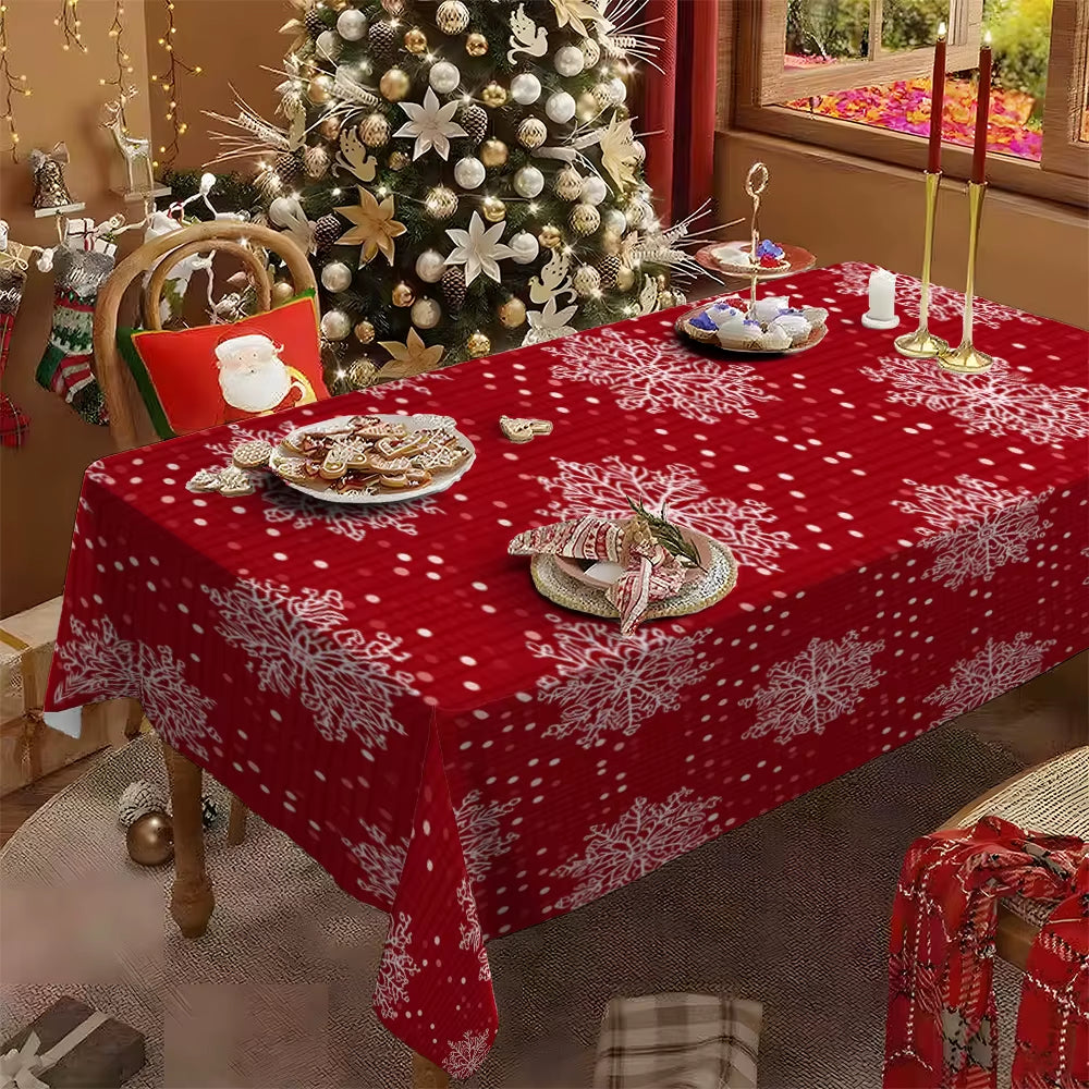 Vibrant Starry Patchwork Christmas Tablecloth - Perfect for Festive Dining Room Decor!