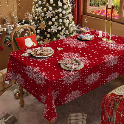 Vibrant Starry Patchwork Christmas Tablecloth - Perfect for Festive Dining Room Decor!