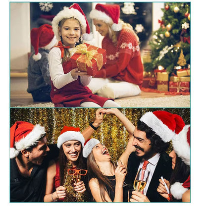 Festive Velvet Christmas Santa Hats for Adults & Kids - Unisex Red Classic with Fur Trim - Perfect for Holiday Parties & New Year Celebrations!