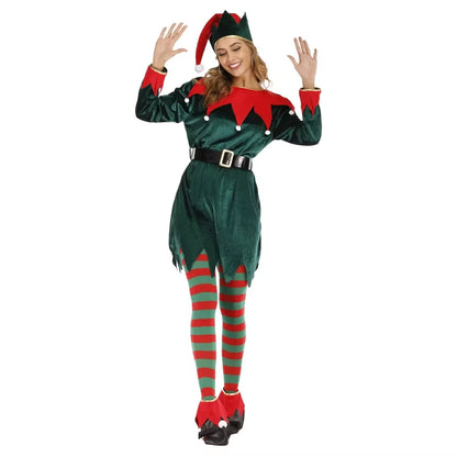 Enchanting Christmas Elf Costume Set - Green Santa Claus Role Play Outfit for Festive Parties