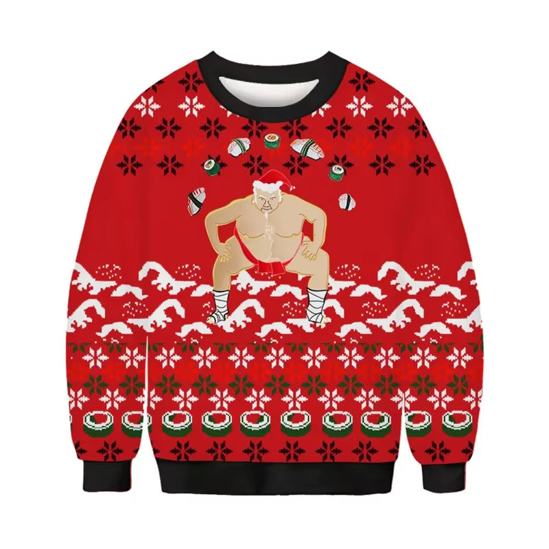 Festive 3D Printed Santa Claus Ugly Christmas Sweater Hoodie for Men & Women - Plus Size Holiday Party Pullover