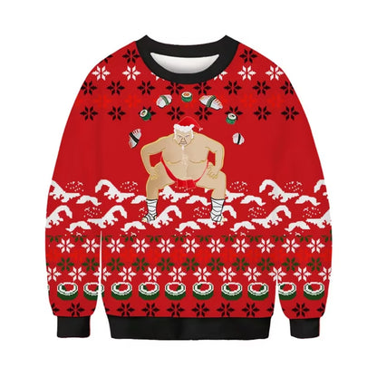Festive 3D Printed Santa Claus Ugly Christmas Sweater Hoodie for Men & Women - Plus Size Holiday Party Pullover