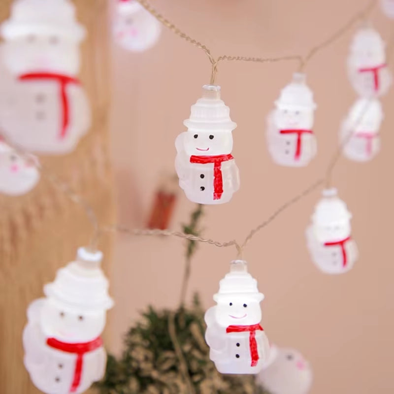 Enchanting LED Christmas Lights - Santa Claus & Snowman Battery-Operated Garland for Festive Decor 613