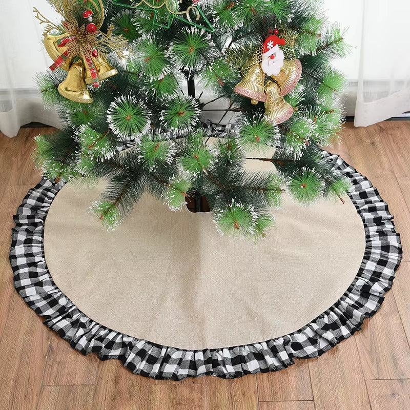 Rustic Burlap Christmas Tree Skirt - 90/120Cm Farmhouse Jute Decor for Fall and Thanksgiving