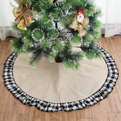 Rustic Burlap Christmas Tree Skirt - 90/120Cm Farmhouse Jute Decor for Fall and Thanksgiving