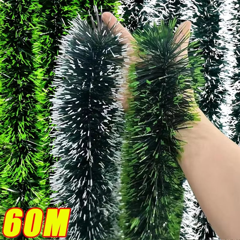 Festive Green Tinsel Ribbons Garland - Perfect for Christmas Trees, Wreaths, Weddings, and Holiday Decor