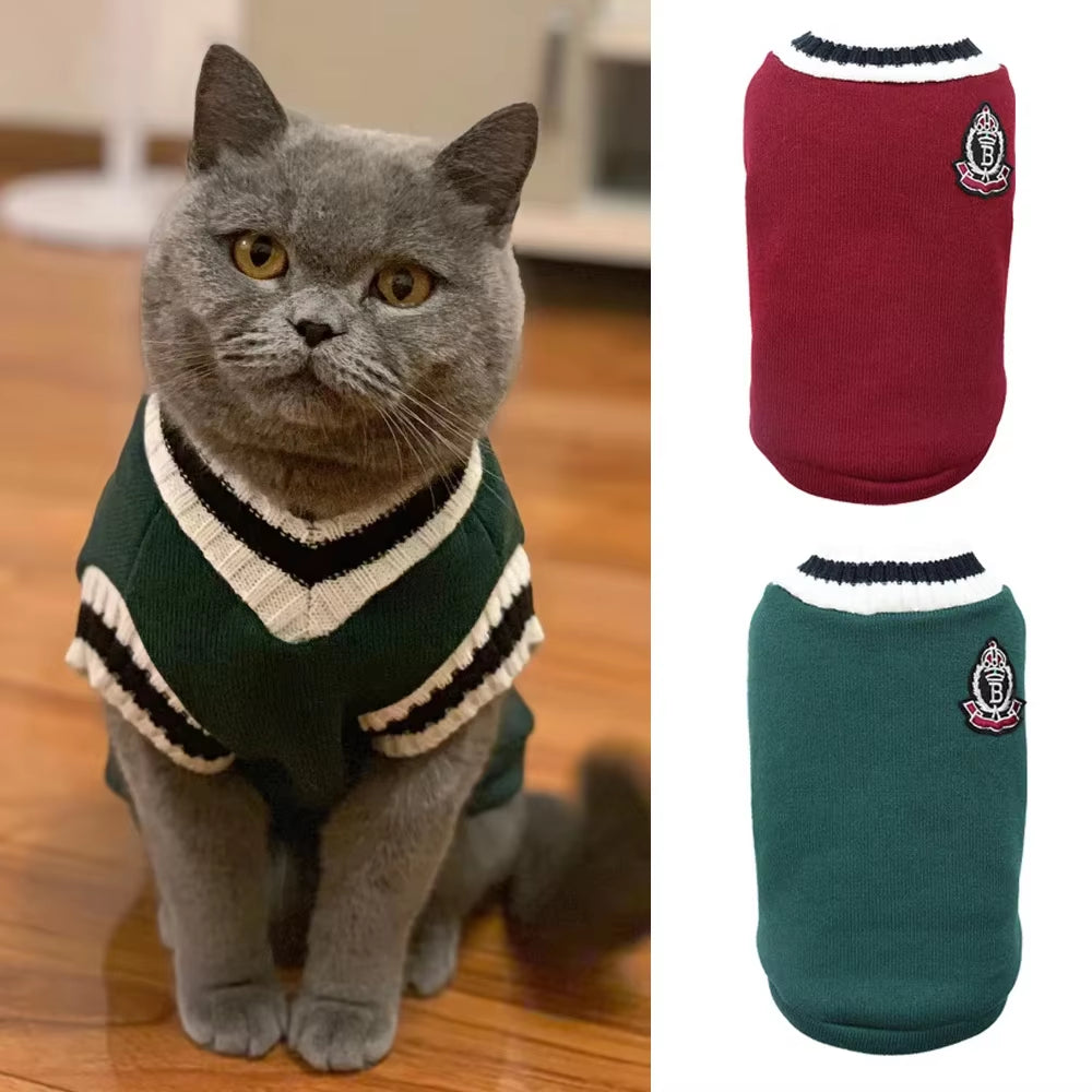 Cozy Christmas Sweater for Cats & Small Dogs - Stylish Autumn/Winter Pullover Vest for Kittens & Puppies