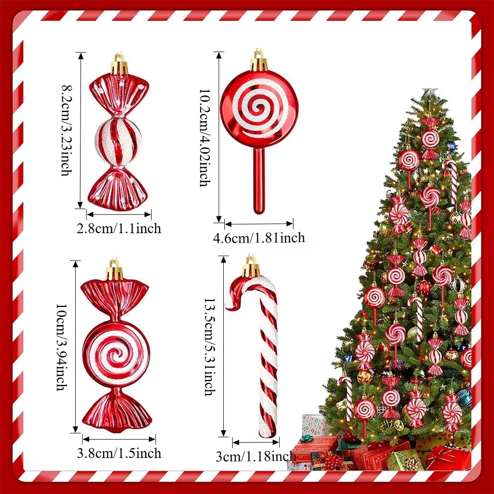 Festive 6-24PCS Christmas Lollipop Candy Cane Ornaments - Perfect for Tree Decorations & Holiday Party Gifts!