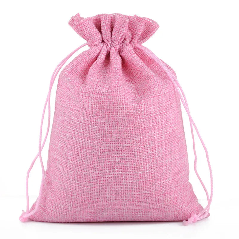 10-Pack Handmade Natural Burlap & Cotton Linen Drawstring Gift Bags - Perfect for Weddings, Christmas, Jewelry & More!