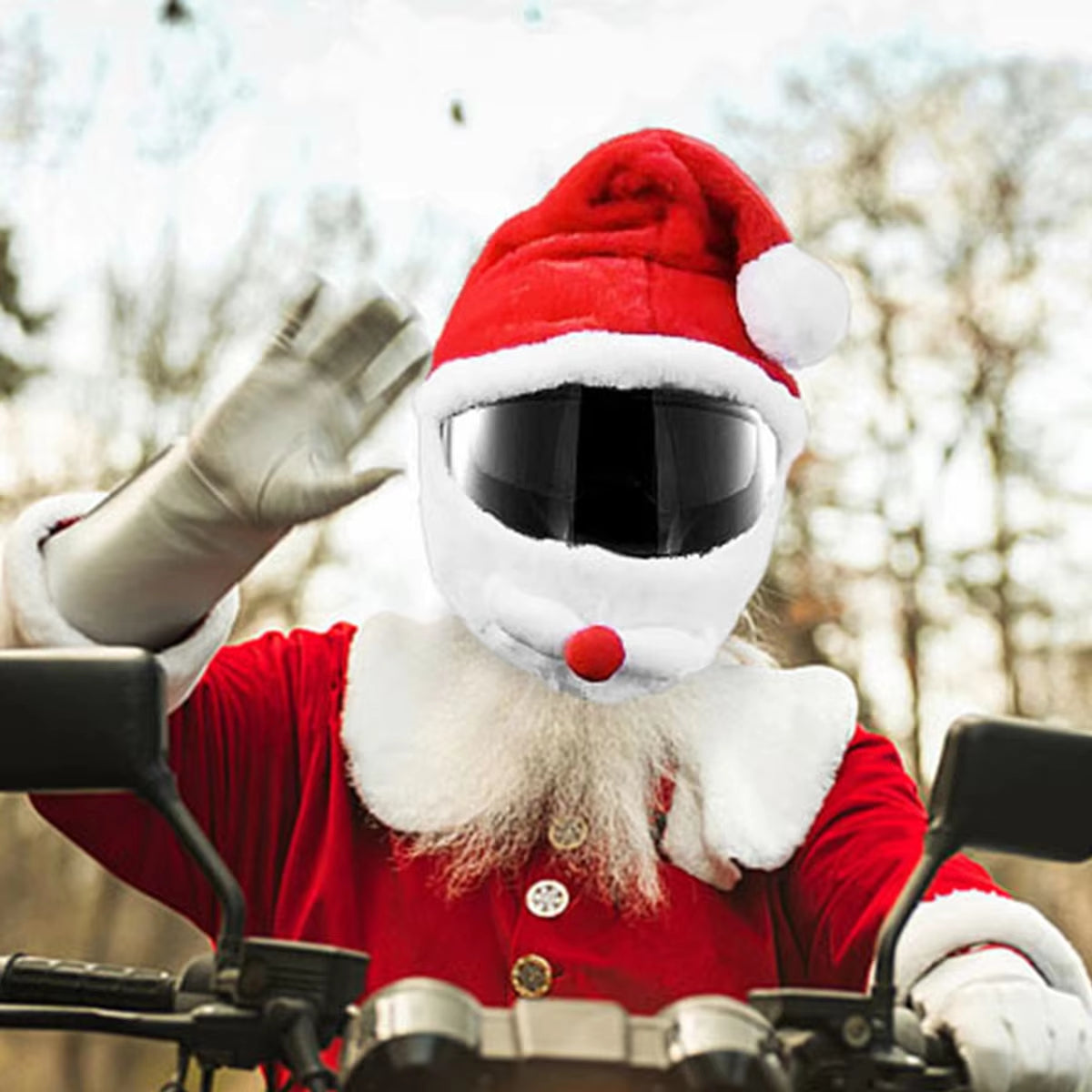 Christmas Motorcycle Helmet Hat - Fun & Cozy Plush Cover for Winter Riding (1 or 2 Pcs)