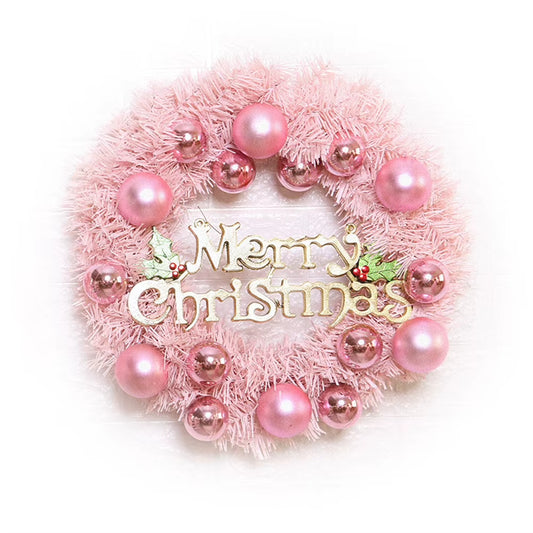 Stunning 30Cm Pink Rose Gold Christmas Wreath - Festive Door & Window Garland Decoration