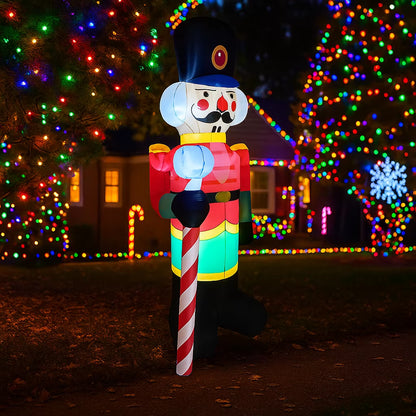 Giant 7.8FT Nutcracker Soldier Inflatable with LED Lights - Festive Holiday Outdoor Decor for Home & Yard Party