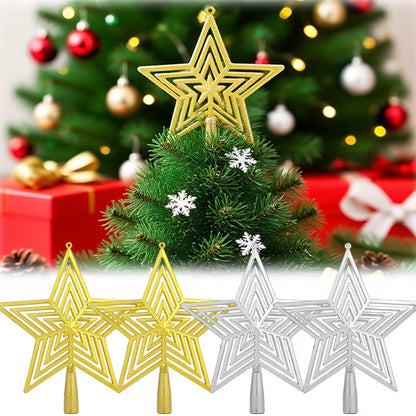 Dazzling Gold Multi-Layered Star Christmas Tree Topper - Shatterproof Holiday Ornament