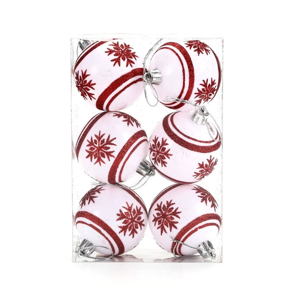 6-Piece 6cm Colorful Plastic Christmas Ball Set - Festive Tree Ornaments for a Joyful Holiday Atmosphere