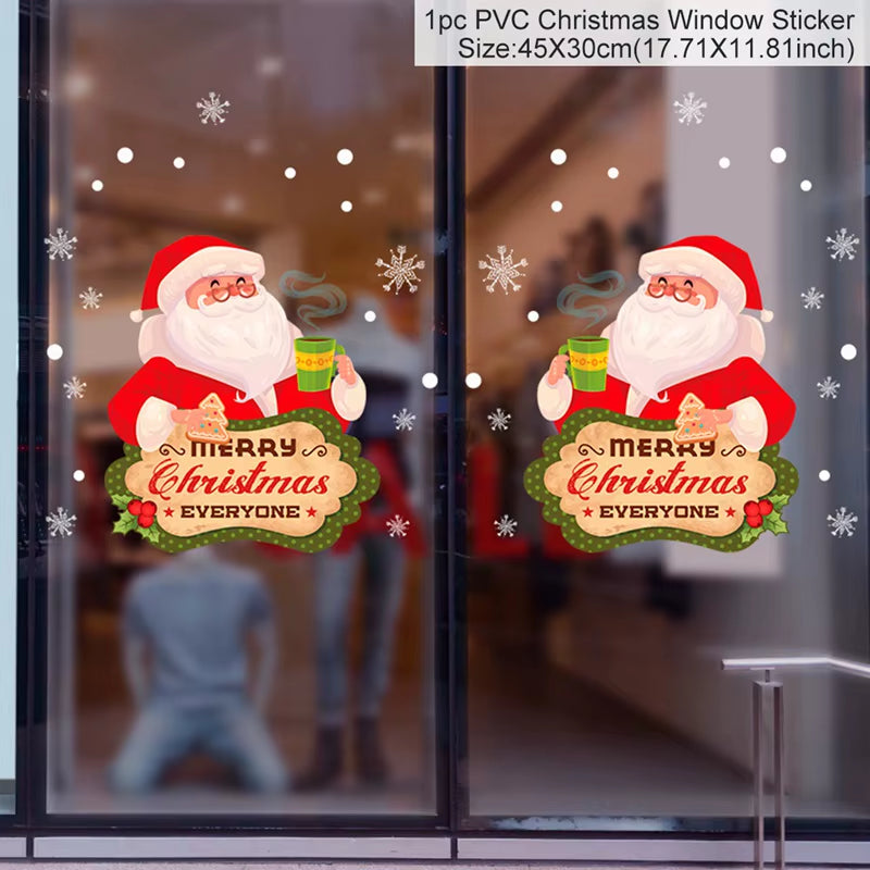 Merry Christmas Window Stickers - Festive Decorations for Home & Kids Room - New Year 2026 Wall Stickers