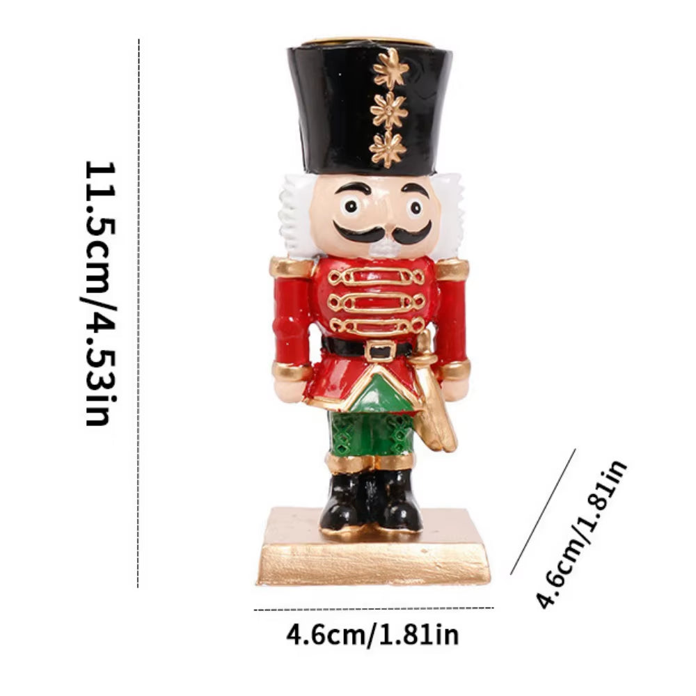 Charming Santa Claus Nutcracker Candle Holder Figurines - Perfect Indoor Christmas Tabletop Centerpieces!