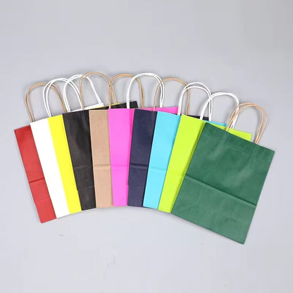 Vibrant Kraft Paper Gift Bags - Perfect for Holidays, Birthdays, Weddings & Parties - Set of 10/30 Pcs