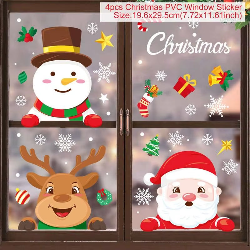 Merry Christmas Window Stickers - Festive Decorations for Home & Kids Room - New Year 2026 Wall Stickers