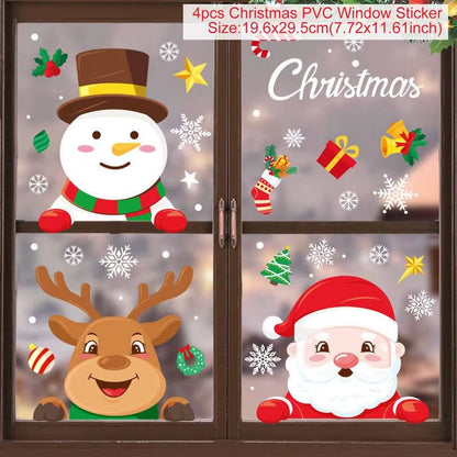 Merry Christmas Window Stickers - Festive Decorations for Home & Kids Room - New Year 2026 Wall Stickers