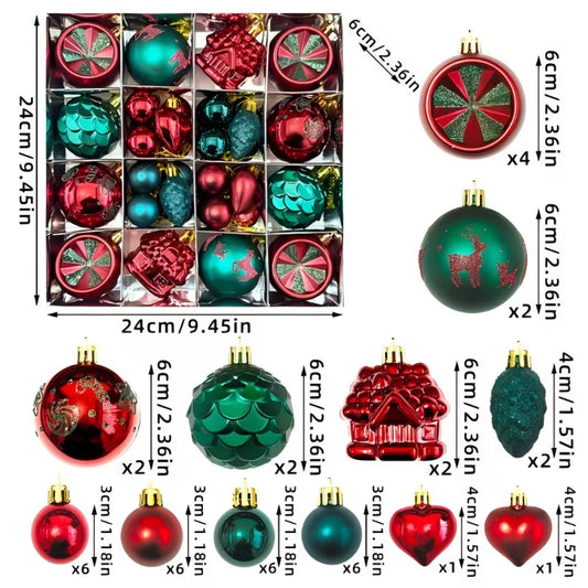 Vibrant 40PCS Christmas Tree Ball Ornaments - Colorful Plastic Decor for Holiday Parties and Weddings