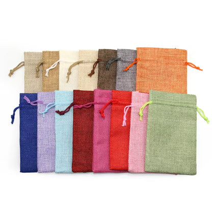 10-Pack Handmade Natural Burlap & Cotton Linen Drawstring Gift Bags - Perfect for Weddings, Christmas, Jewelry & More!