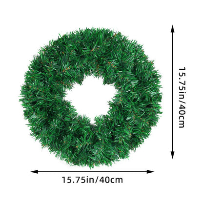Seasonal Artificial Green Wreath - 30/40/50Cm PVC Wall Decor with Christmas Ribbon for Front Door & Fall Celebrations
