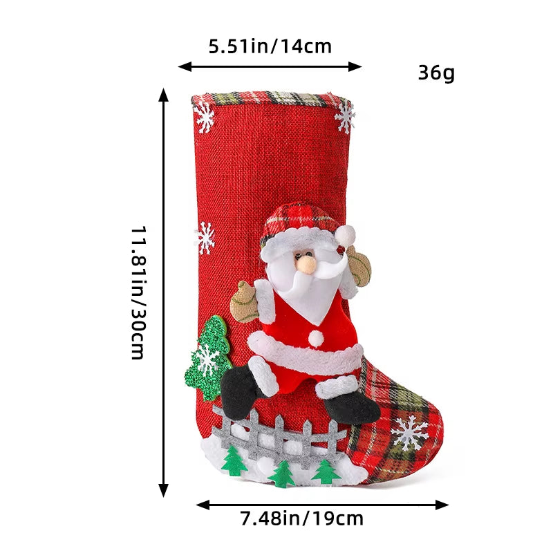 Festive 30CM 3D Santa Claus & Elk Knitted Christmas Stockings - Perfect for Holiday Gift Giving & Decoration!