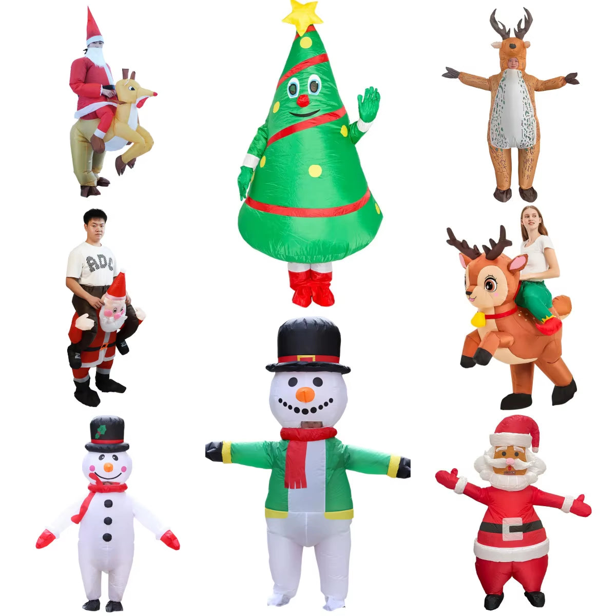 Hilarious Inflatable Christmas Costumes - Santa, Reindeer, Snowman & Christmas Tree for Adults - Perfect for Halloween & Carnival Parties!