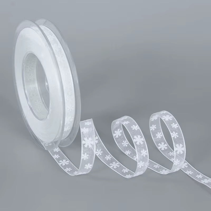 5M Christmas Satin Ribbons with Snowflake Pattern - Perfect for Gift Bows, DIY Crafts, and Holiday Decor