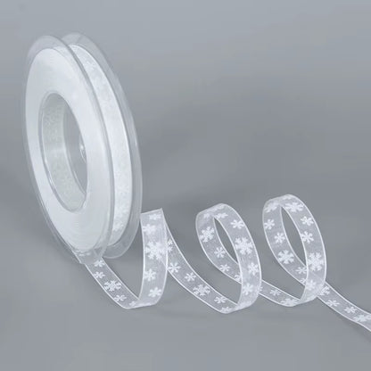 5M Christmas Satin Ribbons with Snowflake Pattern - Perfect for Gift Bows, DIY Crafts, and Holiday Decor