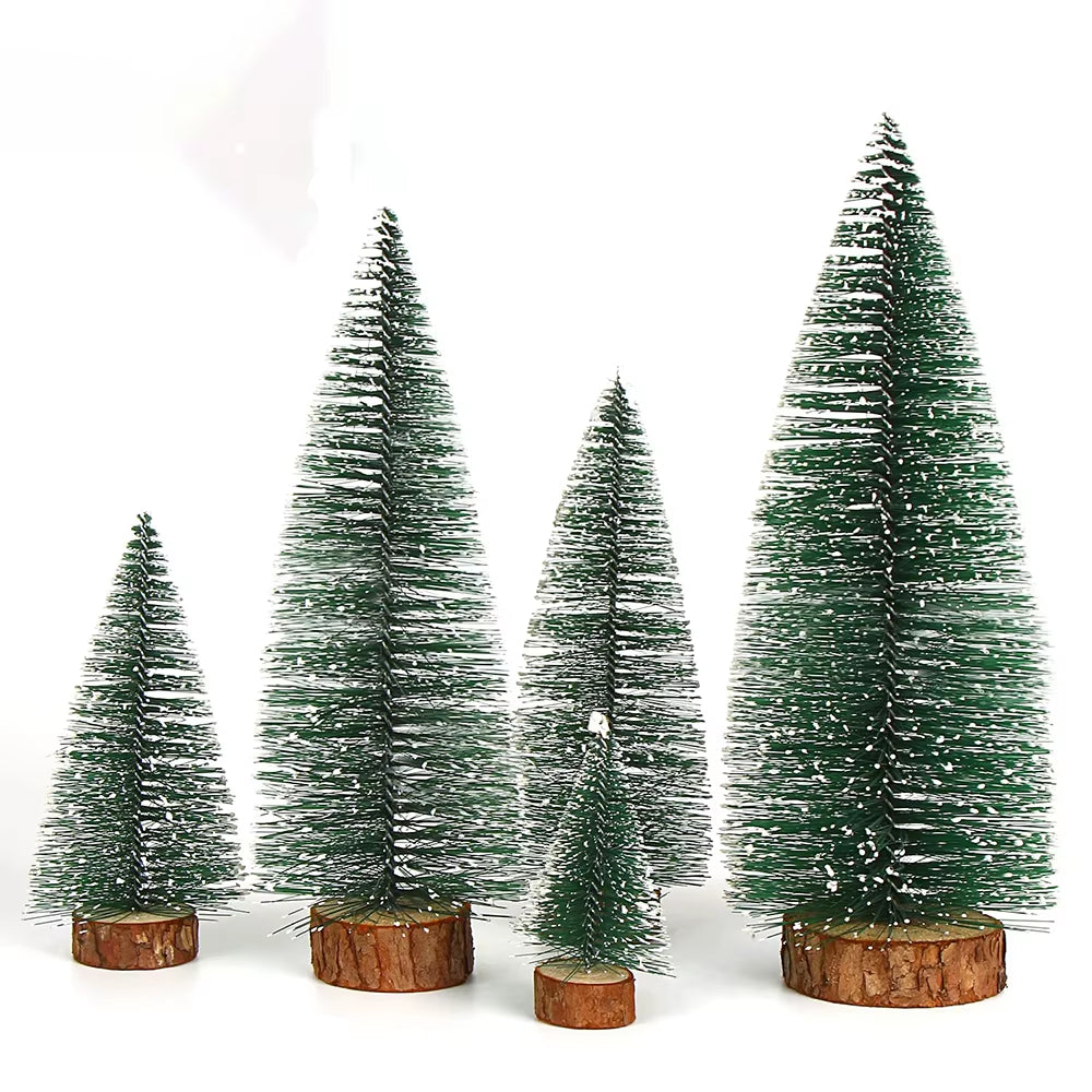 Charming 10-30CM Christmas Pine Tree with Wooden Base - Perfect Holiday Decor for Home, Parties, and New Year Celebrations!