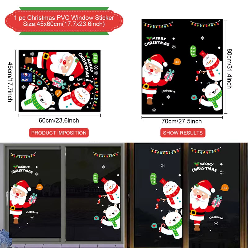 Merry Christmas Window Stickers - Festive Decorations for Home & Kids Room - New Year 2026 Wall Stickers