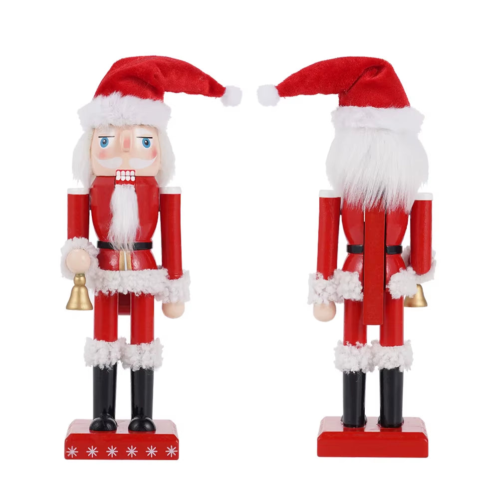 Festive 25CM Santa Claus Nutcracker Puppet - Charming Wooden Statue for Christmas & New Year Decor