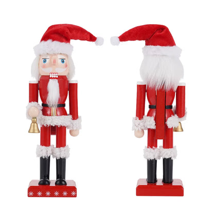Festive 25CM Santa Claus Nutcracker Puppet - Charming Wooden Statue for Christmas & New Year Decor