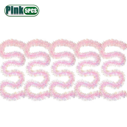 Stunning 78.7 Inch Pink Tinsel Garland - Sparkling Metallic Glitter for Christmas, Weddings, Birthdays & Holiday Home Decor (1-10PCS)