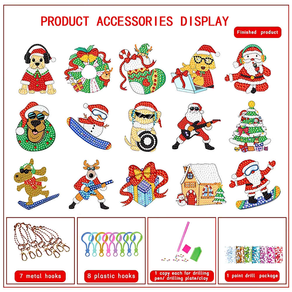 Sparkling Christmas Diamond Painting Keychain Kit - 5D DIY Ornaments for Kids & Family Holiday Decor