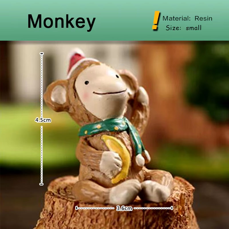 Festive Miniature Christmas Tree Figurines - Snowman, Santa, Bear & Deer for Dollhouse & Garden Decor