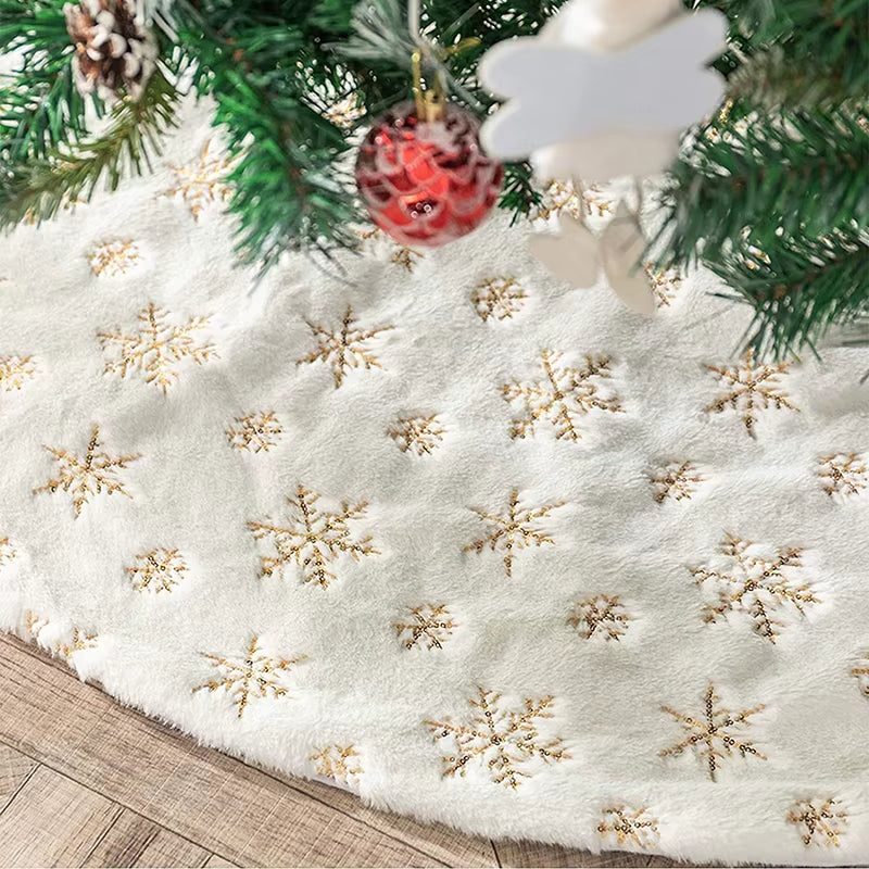 Luxurious White Faux Fur Christmas Tree Skirt - 78/90/122Cm Plush Holiday Decoration for 2023 Navidad Home Decor