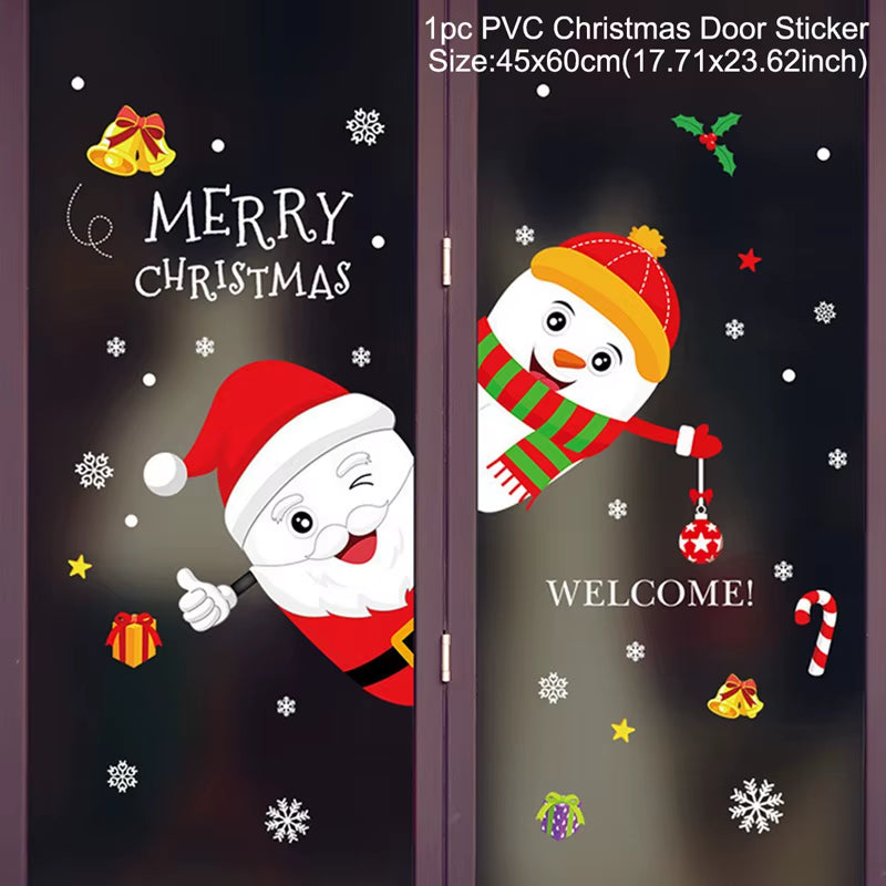 Merry Christmas Window Stickers - Festive Decorations for Home & Kids Room - New Year 2026 Wall Stickers
