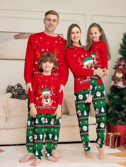 2024 Festive Family Matching Christmas Pajamas Set for Moms and Kids