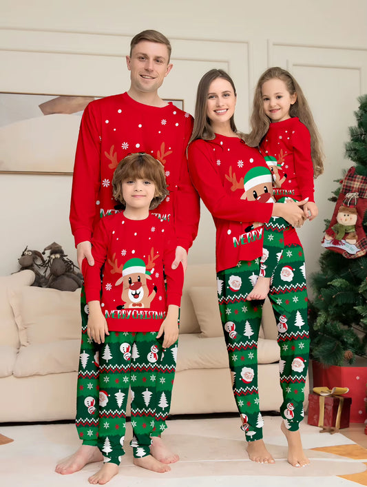 2024 Festive Family Matching Christmas Pajamas Set for Moms and Kids