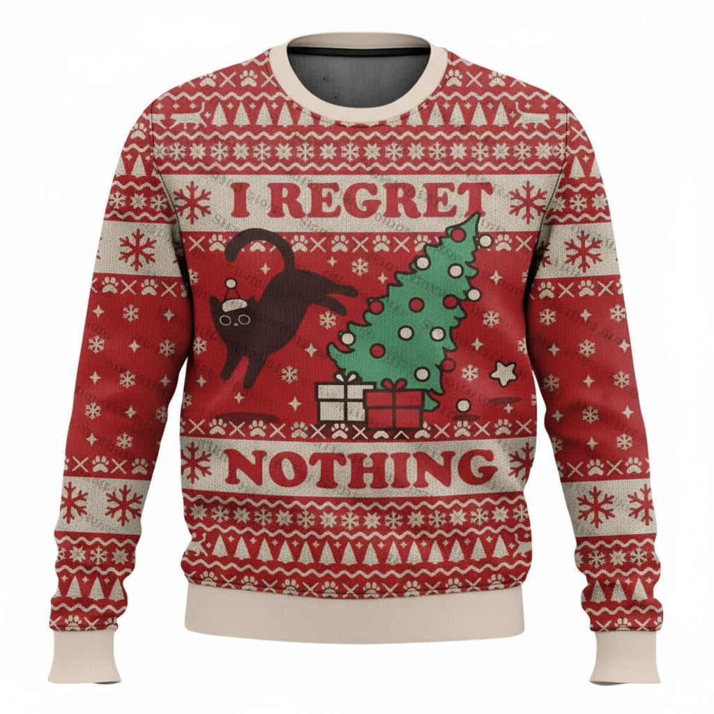 On the Naughty List & Loving It! Funny Cat Ugly Christmas Sweater for Men & Women - Perfect Holiday Pullover for 2026