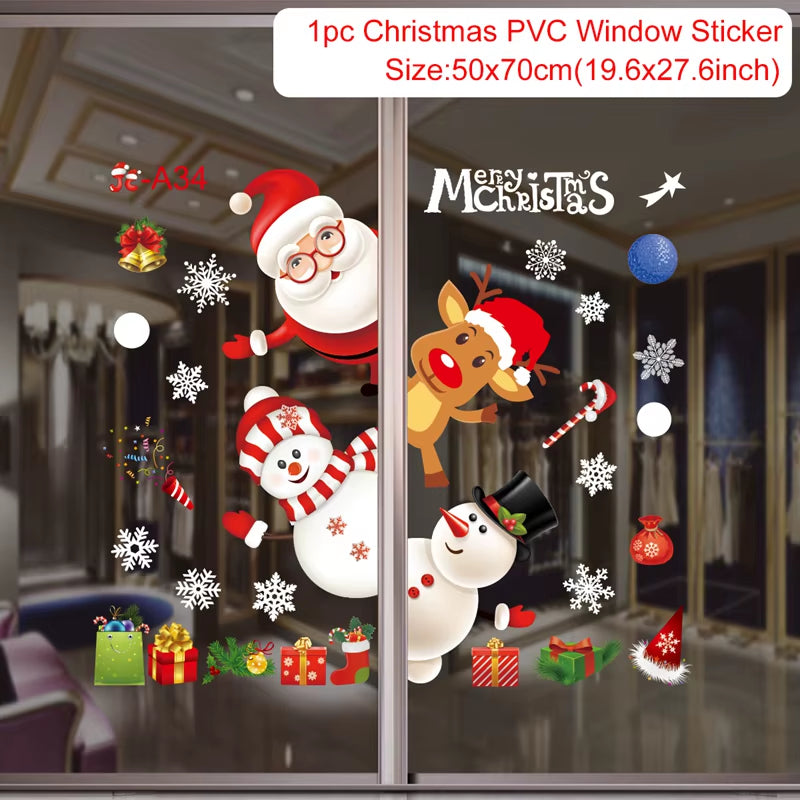 Merry Christmas Window Stickers - Festive Decorations for Home & Kids Room - New Year 2026 Wall Stickers