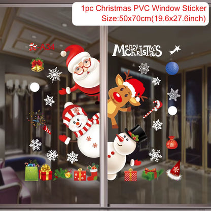 Merry Christmas Window Stickers - Festive Decorations for Home & Kids Room - New Year 2026 Wall Stickers