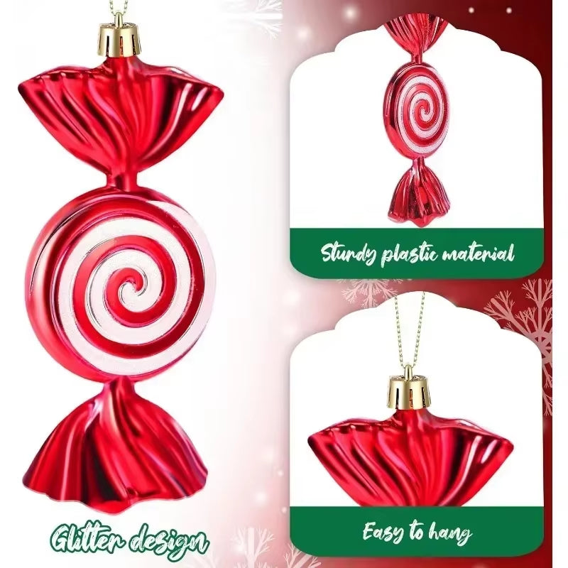 Festive 6-24PCS Christmas Lollipop Candy Cane Ornaments - Perfect for Tree Decorations & Holiday Party Gifts!