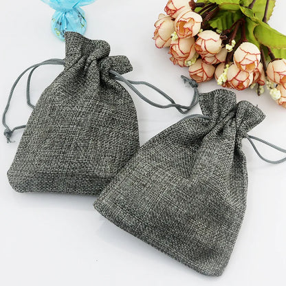 10-Pack Handmade Natural Burlap & Cotton Linen Drawstring Gift Bags - Perfect for Weddings, Christmas, Jewelry & More!