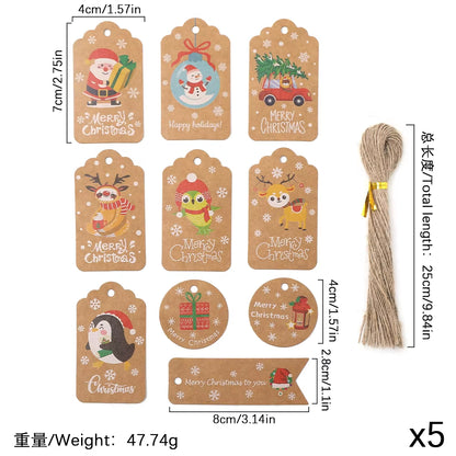 50Pcs Santa Claus Paper Card Christmas Tree Ornaments - Festive Hanging Decorations for Home Decor & DIY Party Supplies