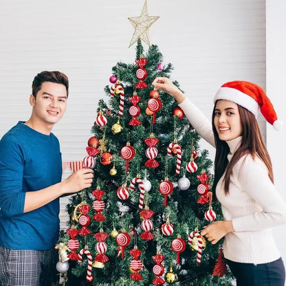 Festive 6-24PCS Christmas Lollipop Candy Cane Ornaments - Perfect for Tree Decorations & Holiday Party Gifts!