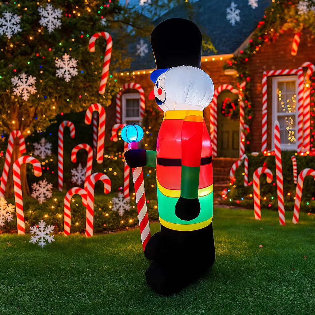 Giant 7.8FT Nutcracker Soldier Inflatable with LED Lights - Festive Holiday Outdoor Decor for Home & Yard Party