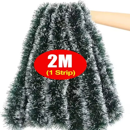 Festive Green Tinsel Ribbons Garland - Perfect for Christmas Trees, Wreaths, Weddings, and Holiday Decor